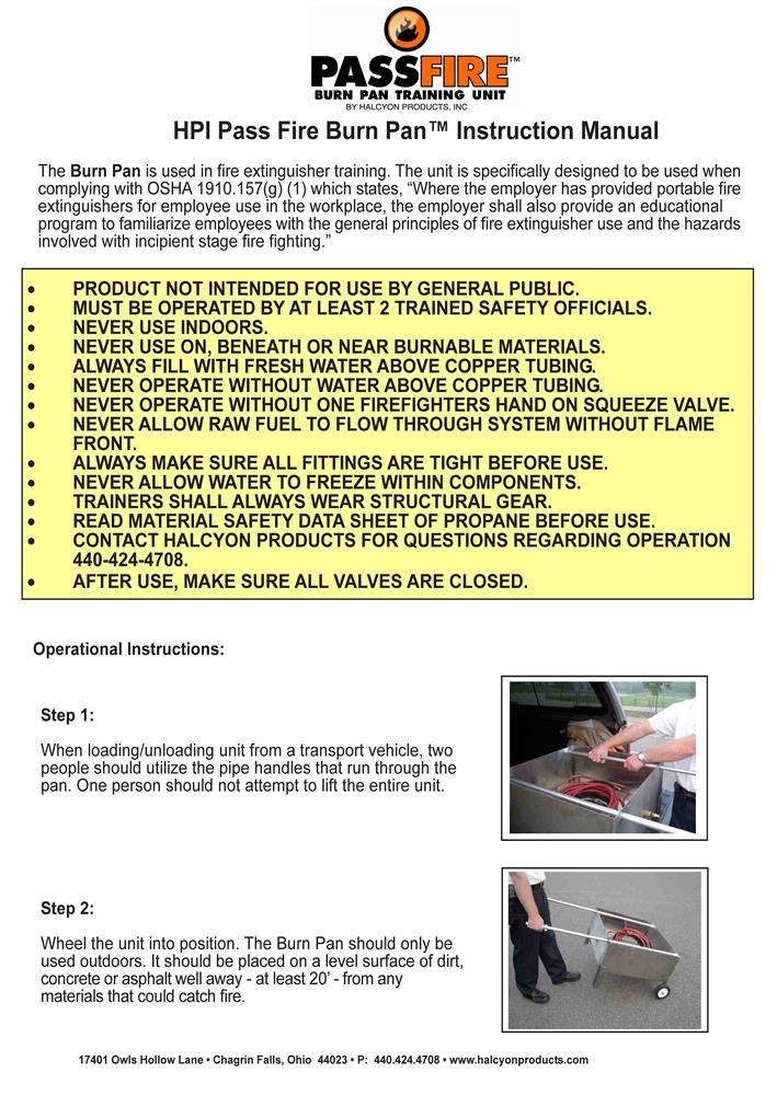 PassFire Burn Pan Instruction Manual